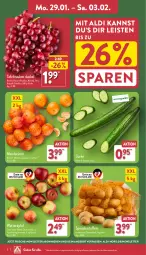 Gazetka promocyjna Aldi Nord - Von Montag - Gazetka - ważna od 03.02 do 03.02.2024 - strona 2 - produkty: aldi, angebot, beutel, eis, gurke, kartoffel, kartoffeln, mandarine, mandarinen, Schal, Schale, speisekartoffeln, tafeltrauben, Ti, trauben, ZTE