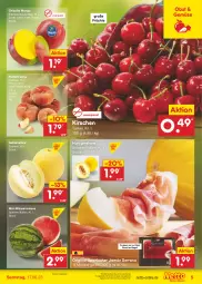 Gazetka promocyjna Netto Marken-Discount - Filial-Angebote - Gazetka - ważna od 17.06 do 17.06.2023 - strona 5 - produkty: angebot, asti, bestpreis, chiquita, eis, fleisch, früchte, galiamelone, gin, honig, honigmelone, jamón serrano, kirsch, kirsche, kirschen, mango, melone, obst, pfirsich, pfirsiche, plattpfirsiche, regal, reis, Schal, Schale, serrano, Ti, wasser, wassermelone, ZTE