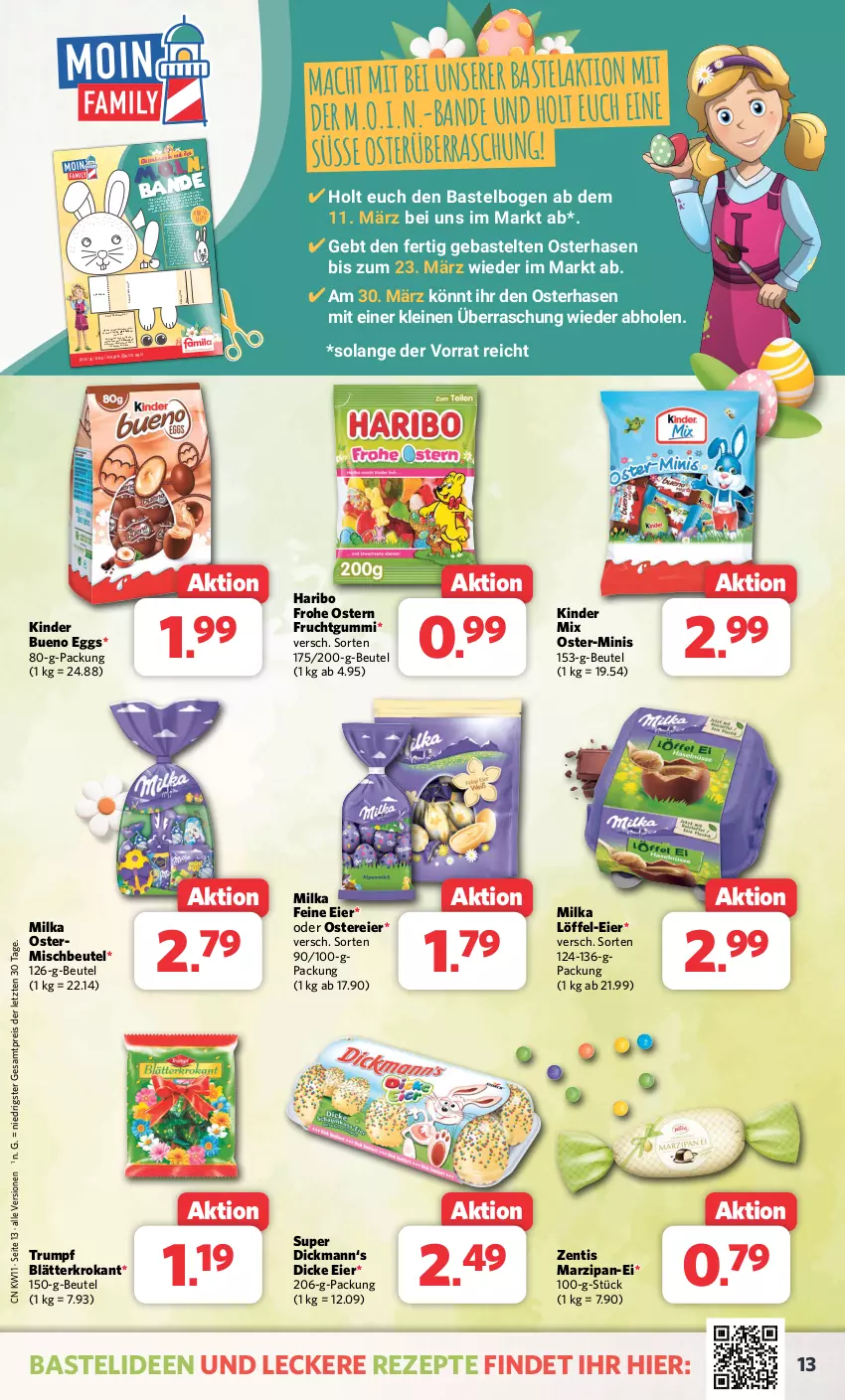 Aktueller Prospekt Combi - Prospekte - von 11.03 bis 16.03.2024 - strona 13 - produkty: beutel, eier, eis, erde, frucht, fruchtgummi, haribo, Kinder, kinder bueno, kleber, leine, Löffel, mac, marzipan, milka, Rauch, reifen, reis, rezept, rezepte, ring, rum, Schere, stifte, Ti, zentis, ZTE