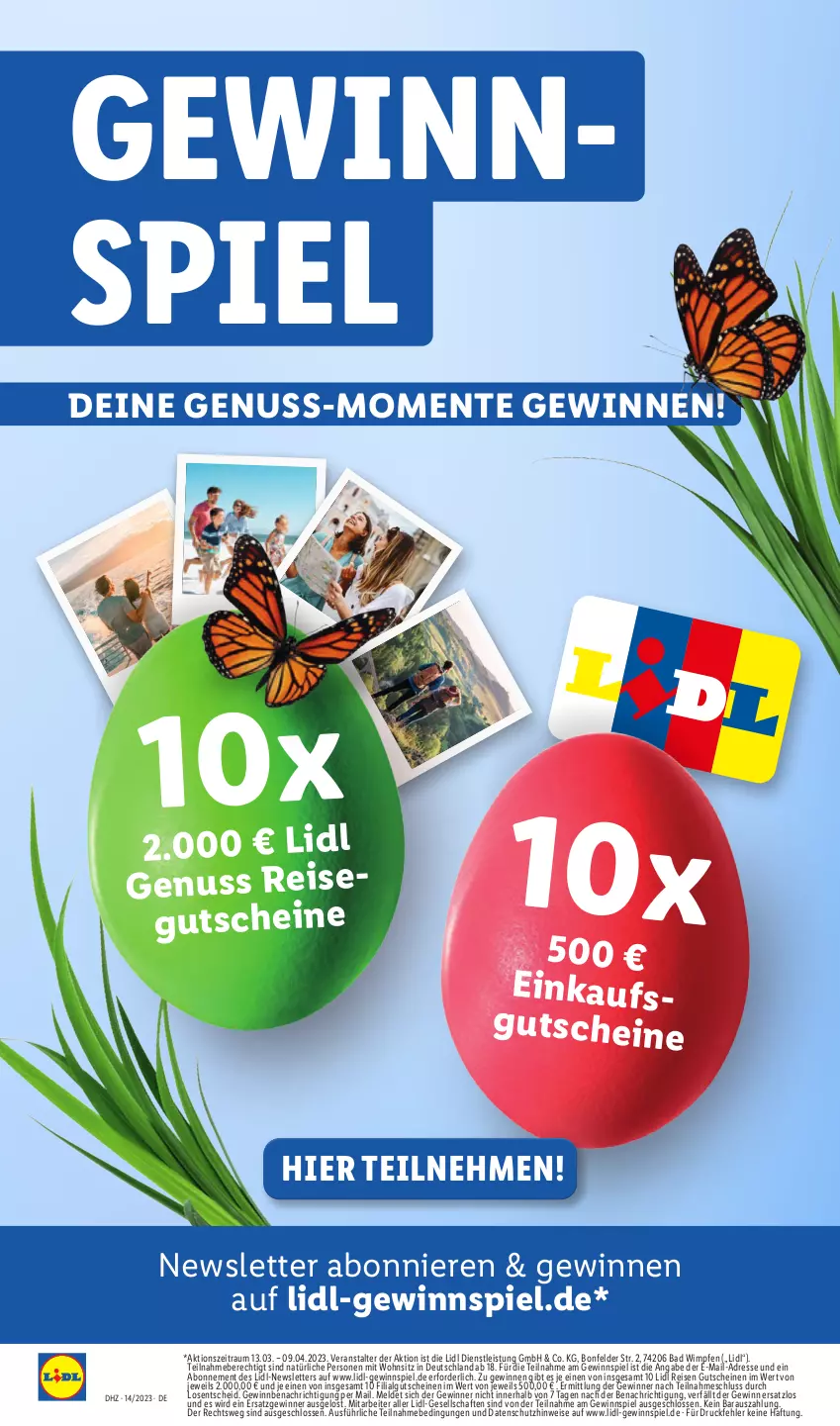 Aktueller Prospekt Lidl - Aktionsprospekt - von 03.04 bis 08.04.2023 - strona 60 - produkty: Bad, eis, ente, gewinnspiel, gutschein, gutscheine, LG, nuss, reis, Ti