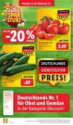 Gazetka promocyjna Lidl - Aktionsprospekt - Gazetka - ważna od 08.04 do 08.04.2023 - strona 2 - produkty: angebot, discount, eis, ente, frucht, gurke, gurken, magazin, obst, Obst und Gemüse, Rauch, reis, strauchtomaten, Ti, tomate, tomaten, und gemüse