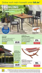 Gazetka promocyjna Lidl - Aktionsprospekt - Gazetka - ważna od 08.04 do 08.04.2023 - strona 50 - produkty: angebot, angebote, armlehnen, dell, eis, elle, Garten, gartentisch, hängematte, Holz, kissen, Klemmmarkise, kunststoffgeflecht, Mode, ndk, reis, rel, rückenlehne, Schal, Schale, stapelstuhl, stuhl, stuhlkissen, telefon, Ti, tisch, uhr, weck