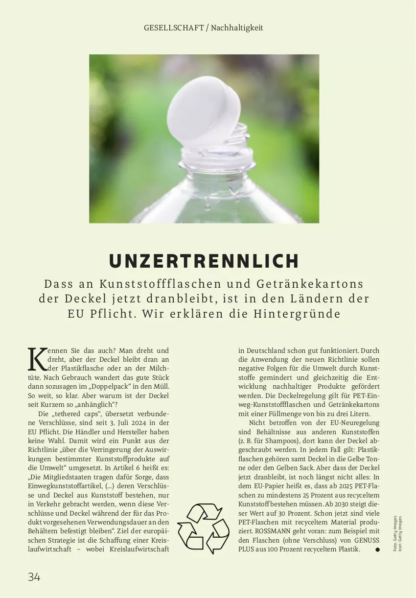 Aktueller Prospekt Rossmann - Prospekte - von 29.07 bis 01.09.2024 - strona 34 - produkty: asti, auer, Behälter, Cap, decke, Deckel, eis, elle, erde, flasche, getränk, getränke, LG, milch, nuss, papier, pet-flasche, pet-flaschen, Rauch, reis, Ria, ring, rum, rwe, sac, shampoo, teller, Ti, Tüte, WICK