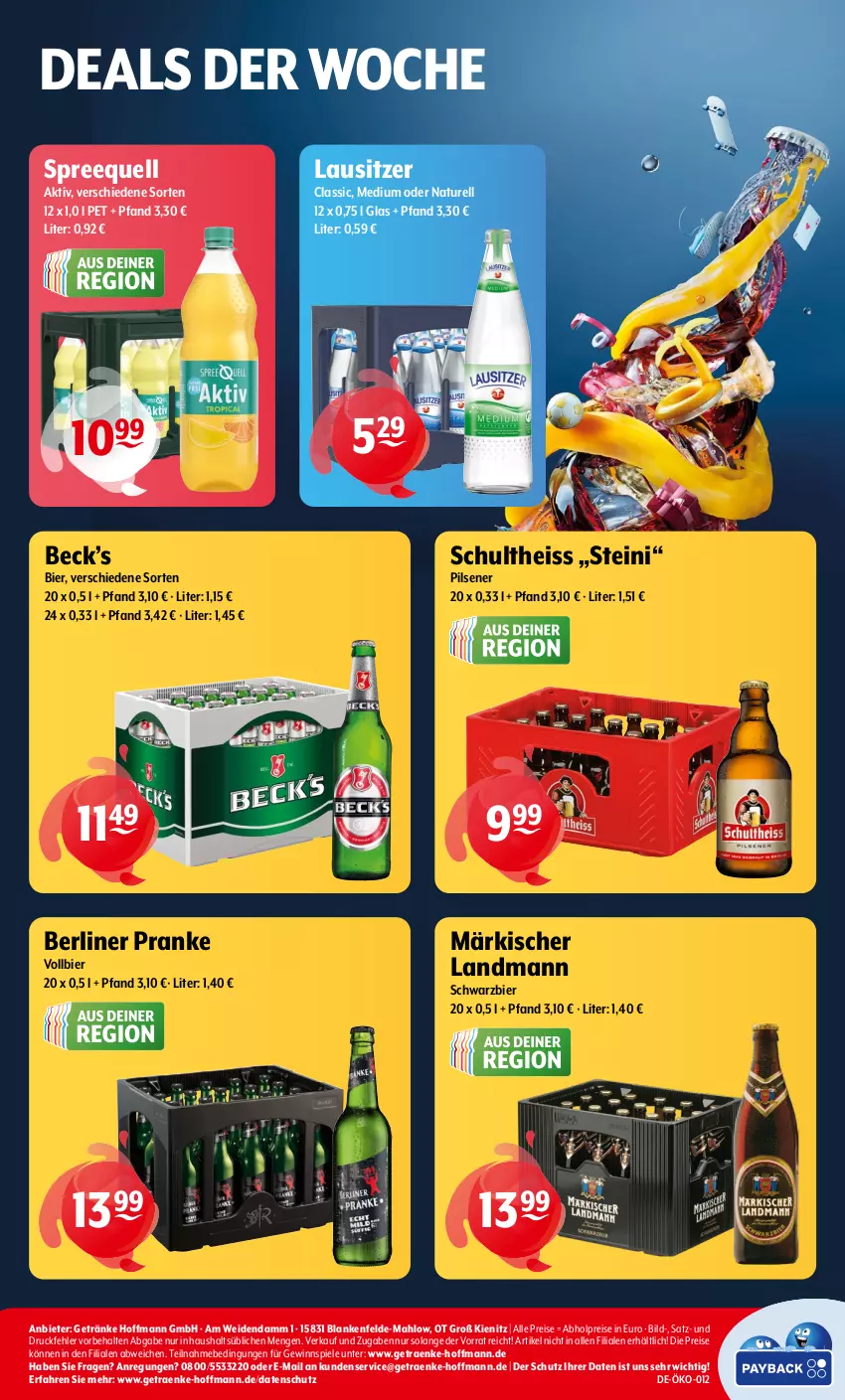 Aktueller Prospekt Getraenke Hoffmann - Prospekte - von 05.02 bis 10.02.2024 - strona 8 - produkty: abholpreise, berliner, bier, eis, getränk, getränke, gewinnspiel, natur, pils, pilsener, reis, rel, Schultheiss, Spiele, Spreequell, Ti