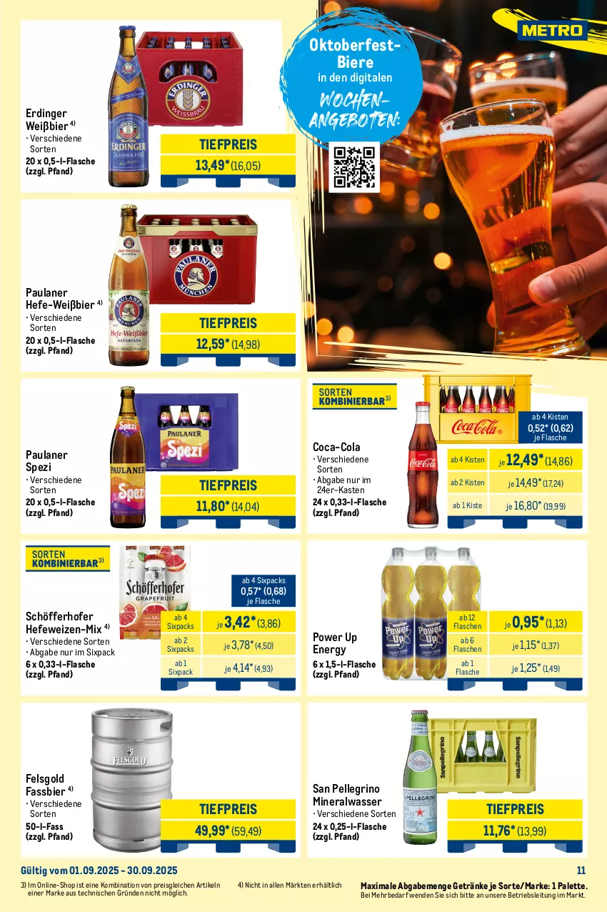 Aktueller Prospekt Metro - Monats-Menü - von 01.09 bis 30.09.2025 - strona 11 - produkty: Alwa, angebot, angebote, bahlsen, beutel, bier, Biere, bohne, Cap, chips, classico, coca-cola, cola, dallmayr, dallmayr capsa, dip, Donut, donuts, eis, elle, erdinger, espresso, flasche, getränk, getränke, Gläser, Hefe, hefeweizen, Metro, metro gastro, milch, mineralwasser, Muffin, muffins, Palette, Paula, paulaner, reis, rum, san pellegrino, sauce, saucen, schöfferhofer, Spezi, Ti, tiefpreis, tortilla, Tortilla Chips, wasser