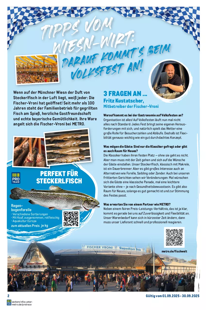 Aktueller Prospekt Metro - Monats-Menü - von 01.09 bis 30.09.2025 - strona 2 - produkty: angebot, aqua, auer, axe, beutel, brezel, eis, elle, erbsen, fisch, fische, Fischer, fleisch, forelle, fritz, Garten, Gesundheit, gewürz, gin, grill, grillhaxe, Haxe, kartoffel, Laugenbrezel, mac, Makrele, Metro, natur, petersilie, reis, rel, Rettich, Ria, ring, Saibling, schnitten, schwein, schweine, schweinefleisch, Speck, Ti, tiefpreis, wein, weine, Weißwurst, wurst, Zander, zitrone, zitronen