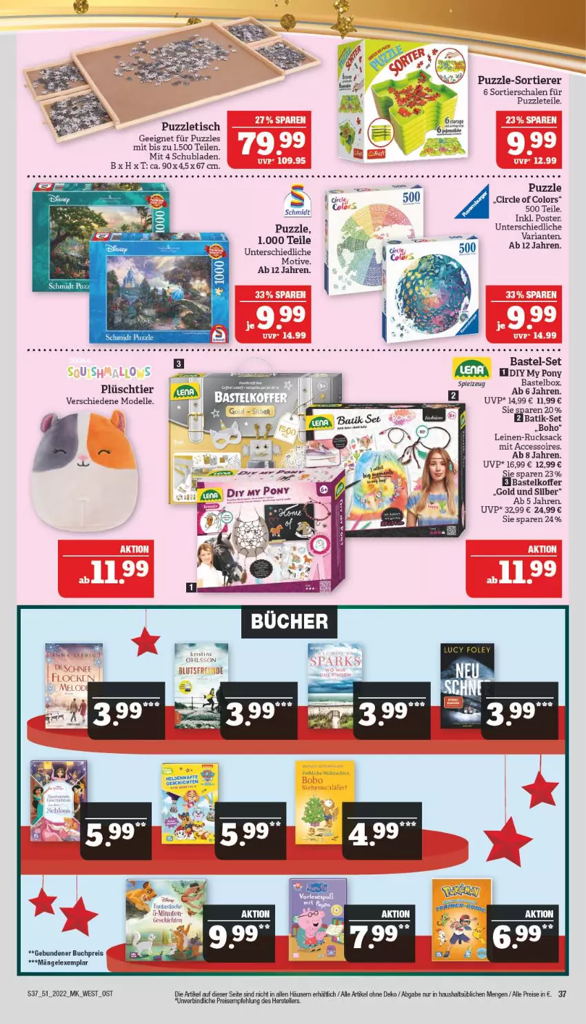 Aktueller Prospekt Marktkauf - Prospekt - von 18.12 bis 24.12.2022 - strona 37 - produkty: ACC, accessoires, buch, eis, elle, HP, koffer, leine, Puzzle, reis, rucksack, sac, Schal, Schale, schubladen, spielzeug, teller, Ti, Tiere, tisch