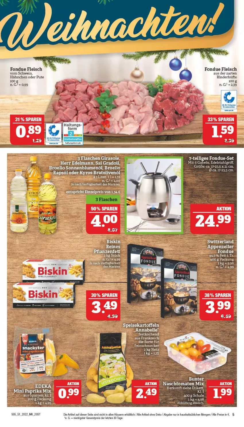 Aktueller Prospekt Marktkauf - Prospekt - von 18.12 bis 24.12.2022 - strona 5 - produkty: edelstahl, eis, fleisch, Fondue, gabel, lebensmittel, LG, pflanze, pflanzen, Pflanzenfett, pute, reis, rind, rinder, Rinderhüfte, schwein, Ti, wein, ZTE