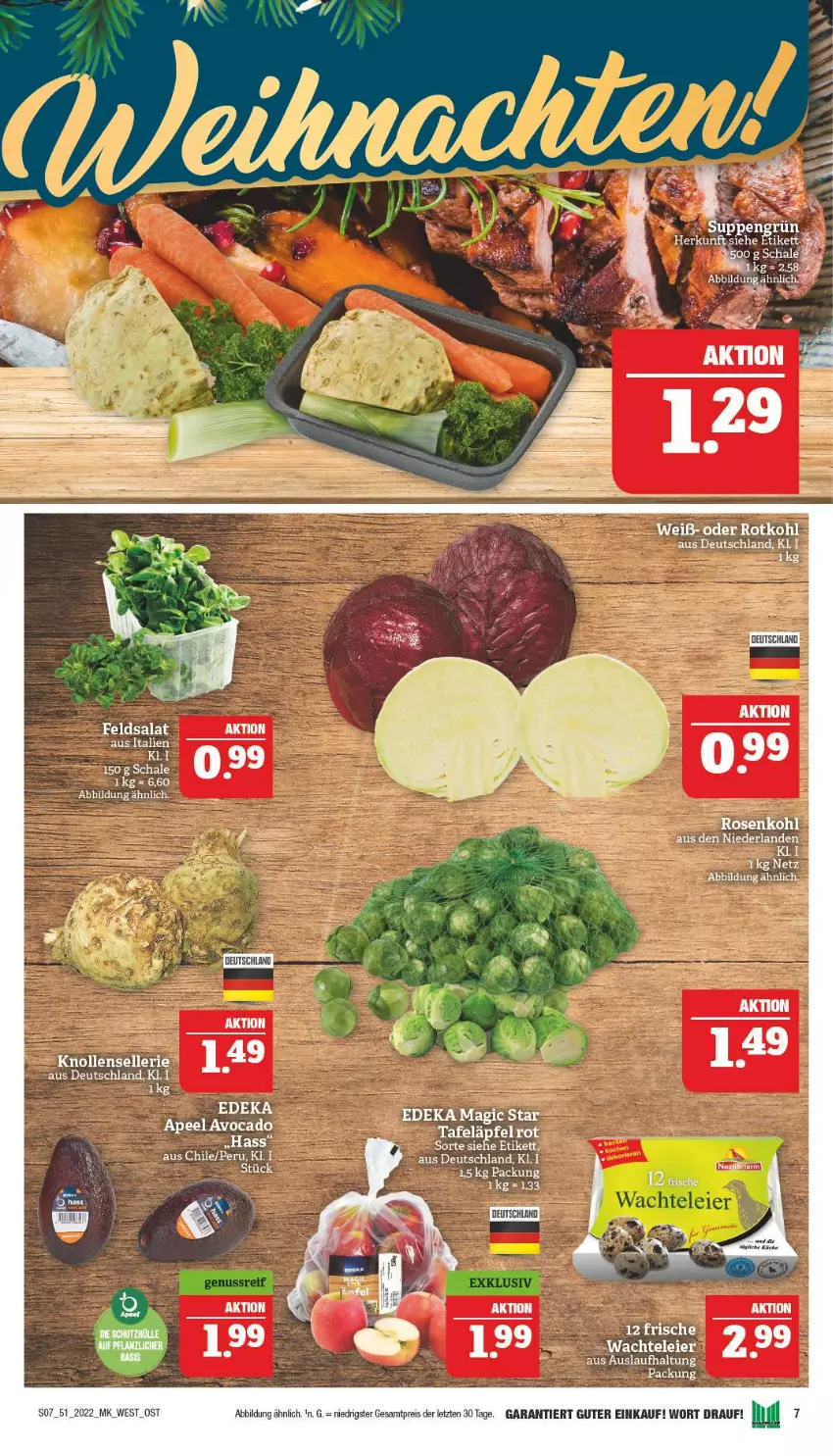 Aktueller Prospekt Marktkauf - Prospekt - von 18.12 bis 24.12.2022 - strona 7 - produkty: avocado, eier, eis, elle, feldsalat, reis, rotkohl, salat, Schal, Schale, Ti, ZTE