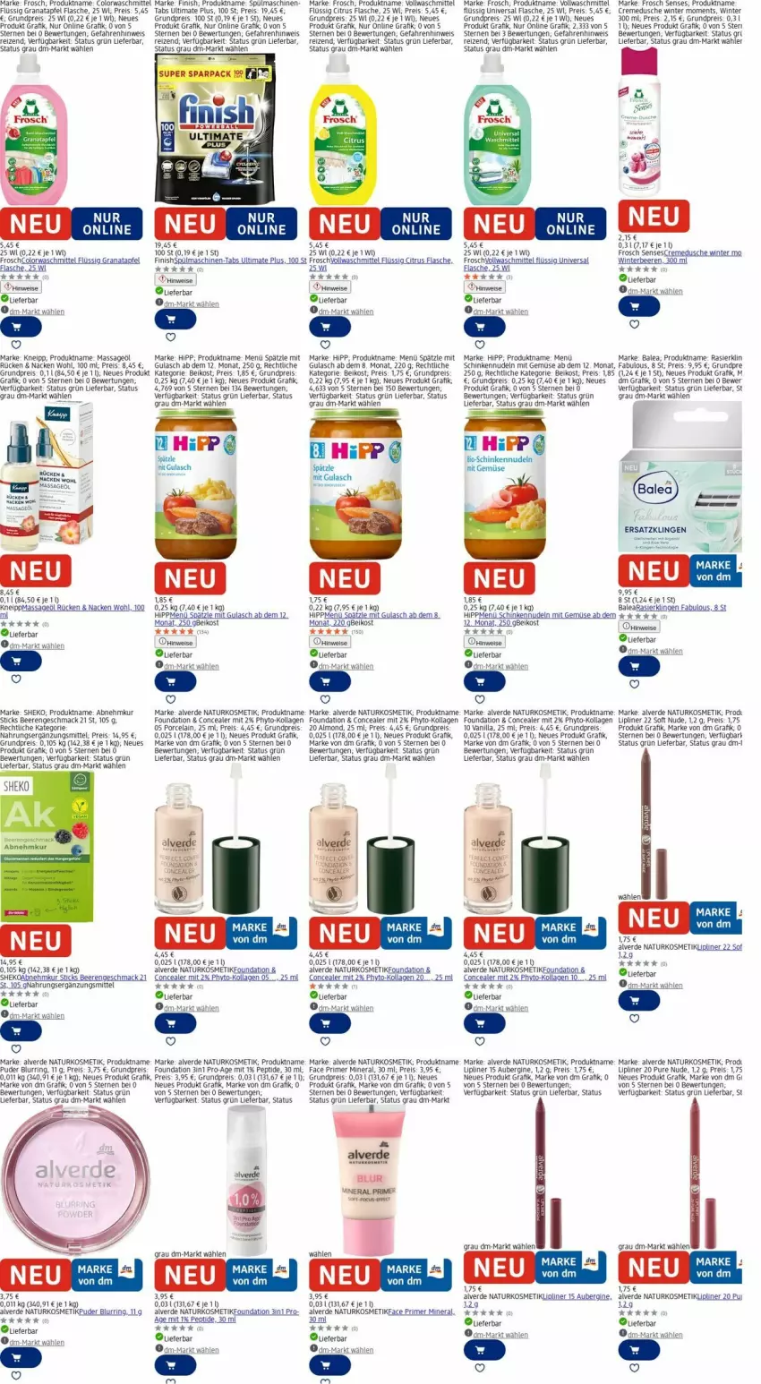 Aktueller Prospekt Dm Drogerie - Prospekte - von 29.09 bis 08.10.2025 - strona 19 - produkty: Alverde, apfel, aubergine, beere, beeren, bio, buch, citrus, colorwaschmittel, creme, cremedusche, dusche, eis, erde, Finish, flasche, Frosch, gin, grana, granatapfel, gulasch, hipp, kneipp, Kollagen, kosmetik, mac, mit gemüse, natur, naturkosmetik, nudel, nudeln, Rana, reis, ring, schinken, spülmaschinen, tee, Ti, vollwaschmittel, waschmittel, Yo