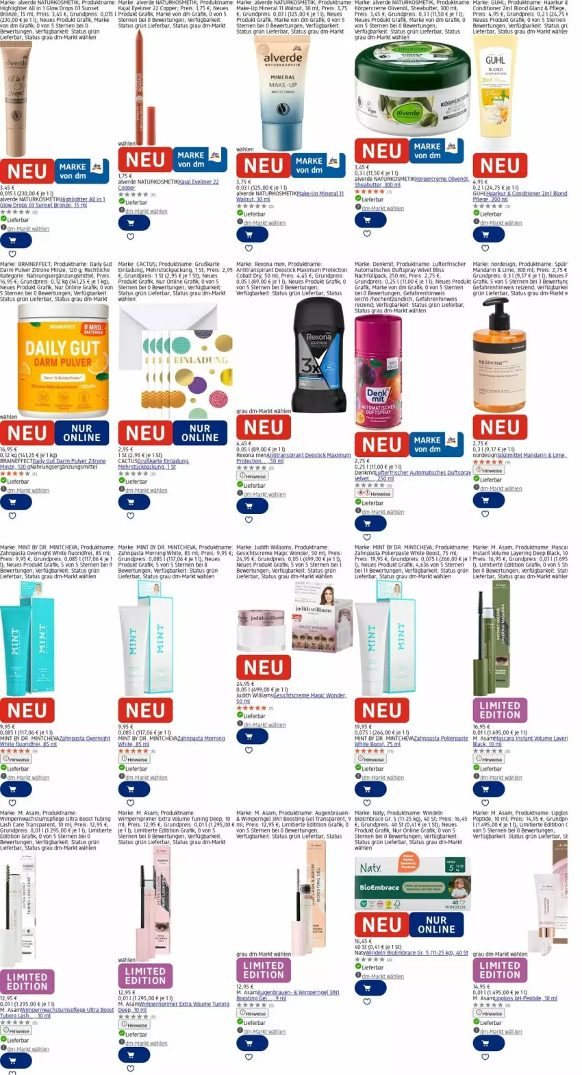 Aktueller Prospekt Dm Drogerie - Prospekte - von 29.09 bis 08.10.2025 - strona 21 - produkty: akku, Alverde, Antitranspirant, auto, bio, butter, creme, deo, Deostick, Duftspray, Effect, eis, erde, Eyeliner, Gesichtscreme, Guhl, Heu, Körpercreme, kosmetik, lack, Lipgloss, lufterfrischer, mac, Make-up, Mascara, mint, minze, natur, naturkosmetik, olive, oliven, olivenöl, pasta, reis, rexona, Ria, ring, Sheabutter, spülmittel, Ti, tisch, velvet, windeln, zahnpasta, zitrone