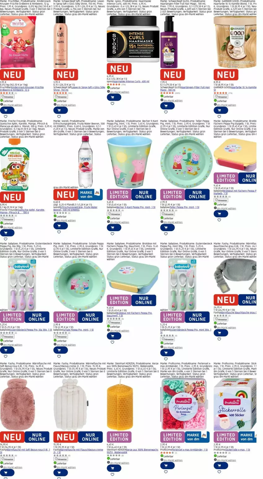 Aktueller Prospekt Dm Drogerie - Prospekte - von 29.09 bis 08.10.2025 - strona 23 - produkty: apfel, auer, Babylove, Bau, Becher, beere, beeren, besteck, brot, Brotdose, creme, eis, elle, ente, erdbeere, erfrischungsgetränk, flasche, freche freunde, frucht, früchte, garnier, getränk, gliss, himbeer, himbeere, Kamill, kamille, kerze, Kinder, LG, mango, maracuja, Maske, mint, Peppa Pig, perlen, pfirsich, Profissimo, reis, rel, Schal, Schale, schwarzkop, schwarzkopf, sim, snack, syoss, Taft, tee, teller, Ti, Yo