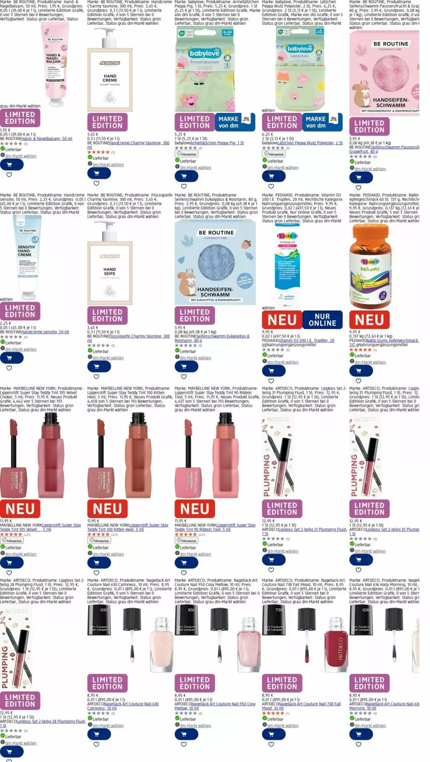 Aktueller Prospekt Dm Drogerie - Prospekte - von 29.09 bis 08.10.2025 - strona 25 - produkty: apfel, Babylove, balsam, creme, eis, flüssigseife, frucht, grapefruit, handcreme, Handseife, Kette, lack, Lätzche, LG, Lipgloss, Lippenstift, mac, Maybelline, Nagellack, passionsfrucht, Peppa Pig, reis, rosmarin, rwe, schwamm, Seife, Ti, velvet, vita, Vitamin D, Yo