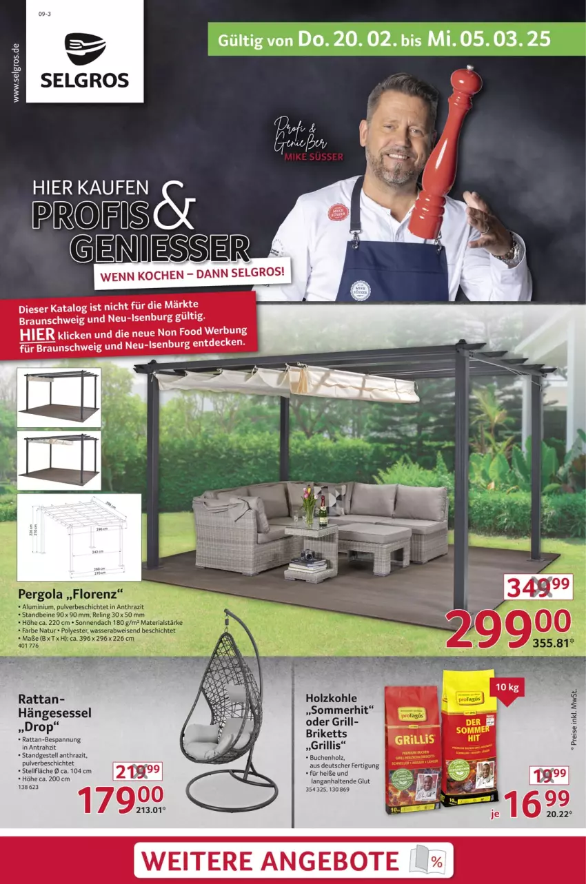 Aktueller Prospekt Selgros - Non Food - von 20.02 bis 05.03.2025 - strona 1 - produkty: angebot, angebote, braun, briketts, buch, eis, grill, hängesessel, Holz, holzkohle, LG, natur, rel, sessel, Ti, wasser