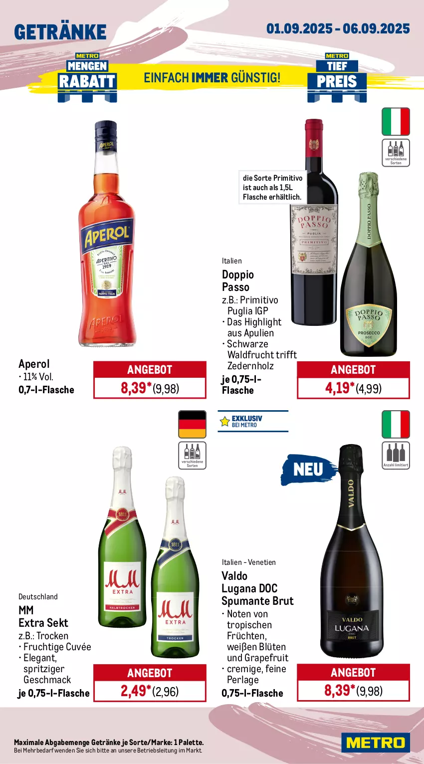 Aktueller Prospekt Metro - Wochen-Angebote - von 01.09 bis 06.09.2025 - strona 16 - produkty: akku, angebot, aperol, ariel, auto, beutel, Blüte, bodensauger, brut, cuvée, doppio passo, Dyson, eis, Elan, elle, ente, flasche, frucht, früchte, früchten, geschirr, geschirrspülmittel, getränk, getränke, grapefruit, Holz, Intel, kraft, mac, Metro, mm extra, möbel, Mode, Palette, passo, perla, Pods, primitivo, puma, reis, sekt, somat, sonderposten, spülmittel, spumante, staubbeutel, staubsauger, teller, Ti, Tiere, tisch, valdo, vollwaschmittel, waschmittel
