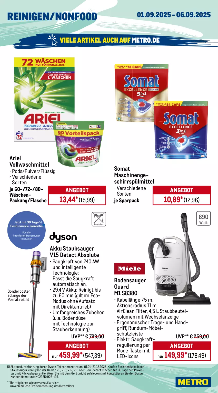 Aktueller Prospekt Metro - Wochen-Angebote - von 01.09 bis 06.09.2025 - strona 17 - produkty: akku, angebot, aperol, ariel, auto, beutel, Blüte, bodensauger, brut, cuvée, doppio passo, Dyson, eis, Elan, elle, ente, flasche, frucht, früchte, früchten, geschirr, geschirrspülmittel, getränk, getränke, grapefruit, Holz, Intel, kraft, mac, Metro, mm extra, möbel, Mode, Palette, passo, perla, Pods, primitivo, puma, reis, sekt, somat, sonderposten, spülmittel, spumante, staubbeutel, staubsauger, teller, Ti, Tiere, tisch, valdo, vollwaschmittel, waschmittel