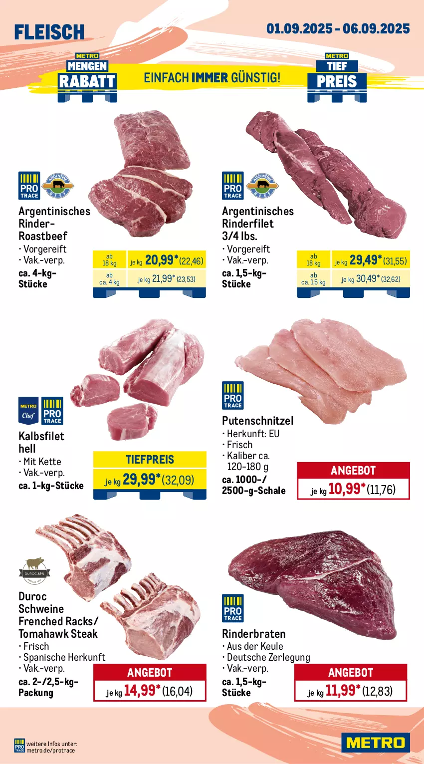 Aktueller Prospekt Metro - Wochen-Angebote - von 01.09 bis 06.09.2025 - strona 2 - produkty: angebot, aust, axe, beef, braten, bratwurst, bsf, burger, eis, filet, Flanksteak, fleisch, geschnetzeltes, gin, gyros, Haxe, Kette, lamm, marinade, Metro, natur, original thüringer, pute, putenschnitzel, reis, rind, rinder, rinderbraten, rinderfilet, ring, roastbeef, rostbratwurst, Schal, Schale, schinken, schnitzel, schwein, schweine, schweinefilet, steak, thüringer rostbratwurst, Ti, tiefpreis, wein, weine, whiskey, wurst, Zelt