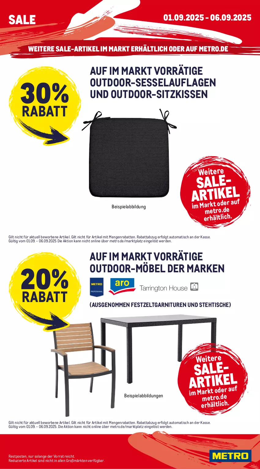 Aktueller Prospekt Metro - Wochen-Angebote - von 01.09 bis 06.09.2025 - strona 23 - produkty: angebot, auto, beispielabbildung, besteck, decke, Deckel, edelstahl, eis, elle, erde, garnitur, herdarten, kissen, lack, LG, Löffel, Metro, möbel, nero, pfanne, reis, ring, Schütze, sessel, sitzkissen, spülmaschinen, teller, Ti, tisch, Zelt
