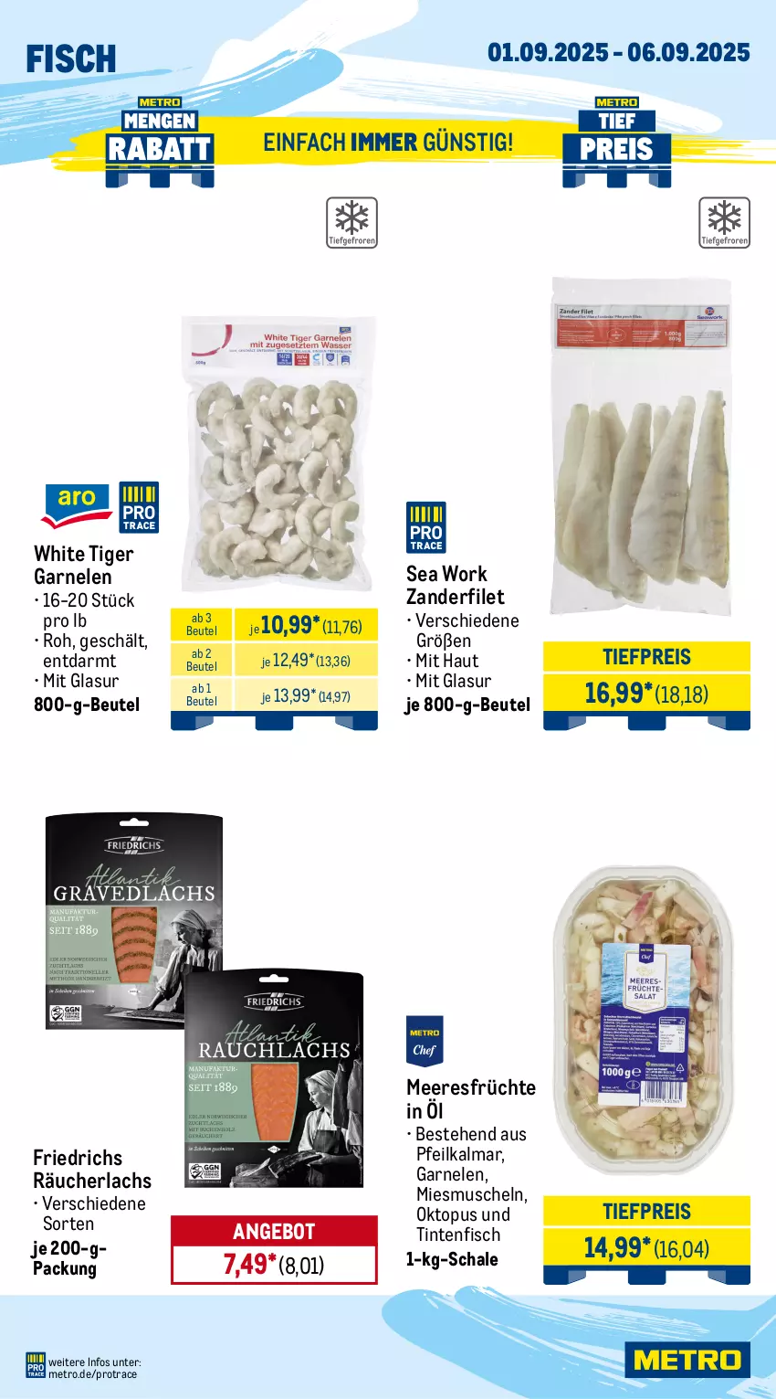 Aktueller Prospekt Metro - Wochen-Angebote - von 01.09 bis 06.09.2025 - strona 6 - produkty: angebot, avocado, beutel, eis, Feigen, filet, fisch, früchte, garnelen, lachs, meeresfrüchte, Metro, Muscheln, nuss, obst, Papaya, Räucherlachs, reis, Schal, Schale, Ti, tiefpreis, Zander