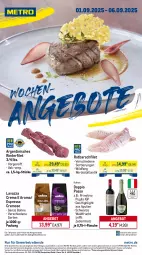 Gazetka promocyjna Metro - Wochen-Angebote - Gazetka - ważna od 06.09 do 06.09.2025 - strona 1 - produkty: abholpreise, angebot, angebote, bohne, doppio passo, eis, espresso, filet, flasche, frucht, Holz, ilag, lavazza, Metro, metro gastro, passo, primitivo, Rauch, reis, rind, rinder, rinderfilet, Rotbarsch, rotbarschfilet, rwe, Ti, tiefpreis, Wild