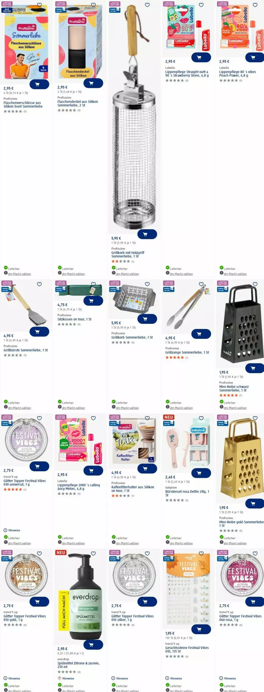 Aktueller Prospekt Dm Drogerie - Prospekte - von 23.06 bis 02.07.2025 - strona 12 - produkty: Babylove, bürste, bürsten, decke, Deckel, eis, flasche, grill, grillzange, Holz, kaffee, kissen, korb, Labello, LG, Lippenpflege, merl, Profissimo, sim, sitzkissen, spülmittel, tee, Ti, topper, zitrone
