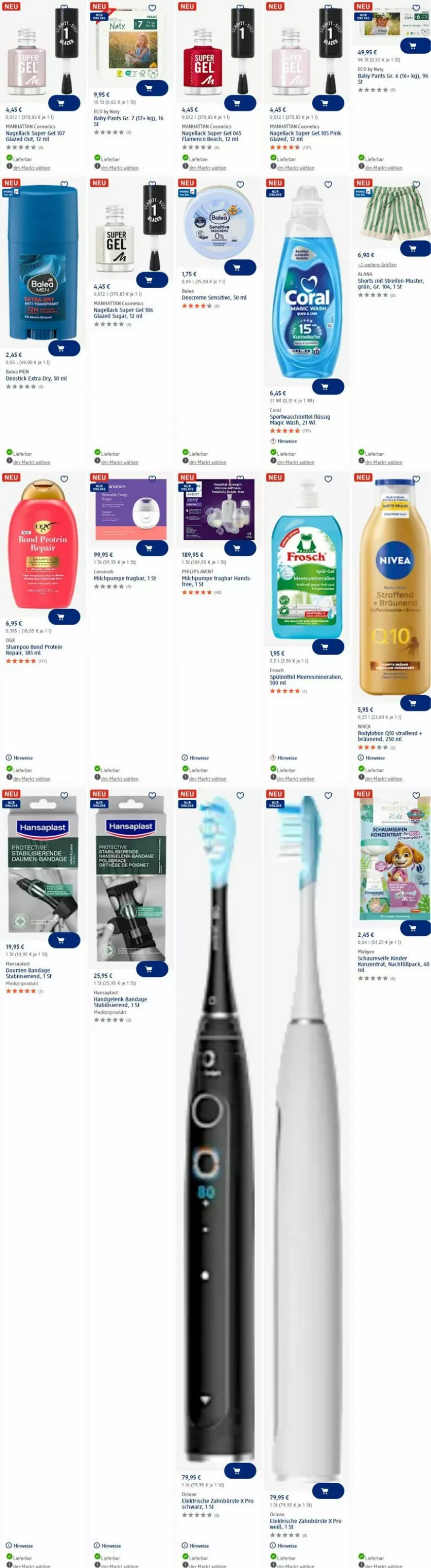 Aktueller Prospekt Dm Drogerie - Prospekte - von 23.06 bis 02.07.2025 - strona 16 - produkty: akku, body, bodylotion, bürste, Coral, creme, deo, Deocreme, Deostick, eis, elektrische zahnbürste, Frosch, hansaplast, HP, Kaki, Kinder, lack, Lotion, mab, mac, mam, medizinprodukt, milch, Nagellack, Pants, Philips, Q10, reifen, Seife, shampoo, shorts, Sport, spülmittel, tee, Ti, waschmittel, zahnbürste