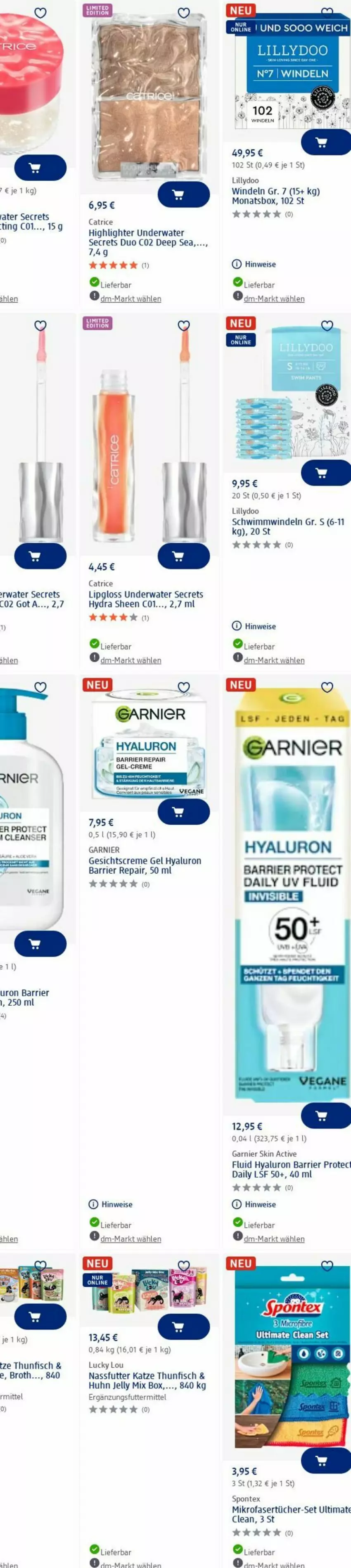 Aktueller Prospekt Dm Drogerie - Prospekte - von 23.06 bis 02.07.2025 - strona 5 - produkty: brot, creme, Creme gel, eis, fisch, garnier, Gesichtscreme, hyaluron, Lipgloss, mikrofaser, Mikrofasertücher, nassfutter, spontex, thunfisch, Ti, tücher, windeln