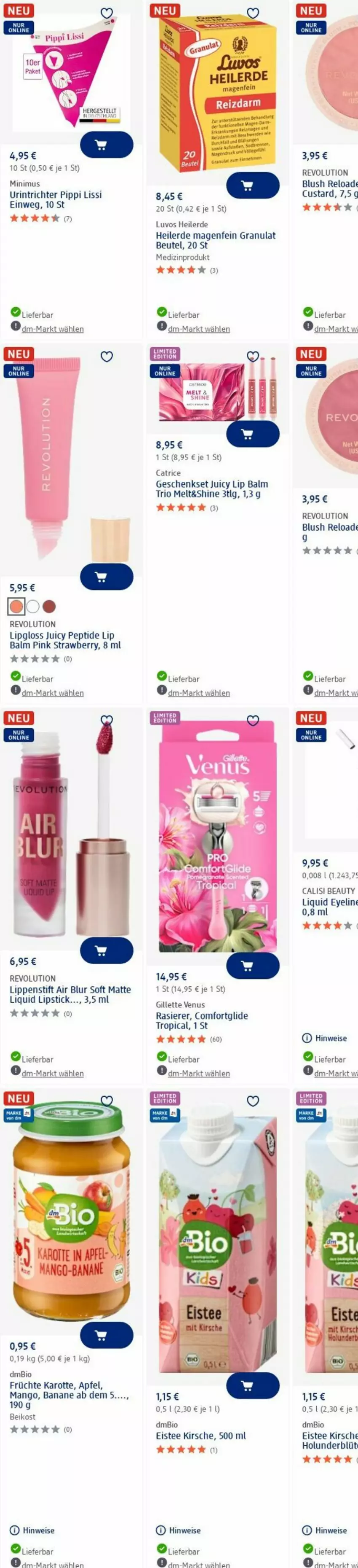Aktueller Prospekt Dm Drogerie - Prospekte - von 23.06 bis 02.07.2025 - strona 8 - produkty: apfel, banane, beutel, bio, eis, eistee, erde, früchte, geschenkset, gillette, gillette venus, holunder, kirsch, kirsche, LG, Lipgloss, Lippenstift, Lipstick, mango, medizinprodukt, rasierer, rel, tee, Ti, uhu, venus