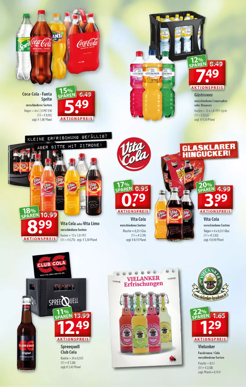 Aktueller Prospekt Getraenkeland - von 30.05 bis 11.06.2022 - strona 5 - produkty: aktionspreis, brause, coca-cola, cola, eis, Elan, fanta, fassbrause, flasche, gin, limo, limonade, limonaden, reis, Spreequell, sprite, Ti, vita, Vita C