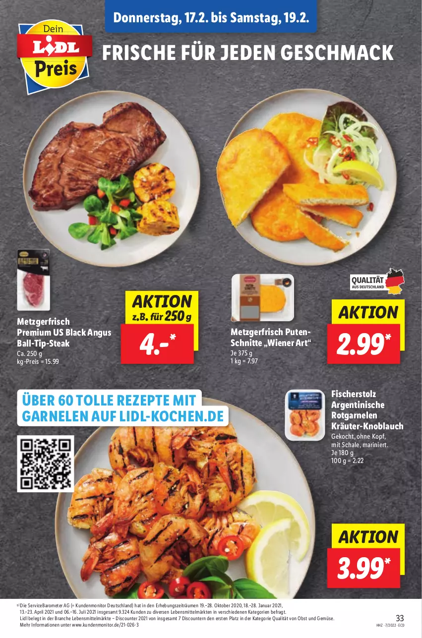 Aktueller Prospekt Lidl - Aktionsprospekt - von 14.02 bis 19.02.2022 - strona 33 - produkty: ball, discount, eis, fisch, fische, Fischer, garnelen, knoblauch, kräuter, lack, lebensmittel, mac, monitor, obst, Obst und Gemüse, pril, pute, reis, rezept, rezepte, Schal, Schale, steak, Ti, und gemüse, wiener