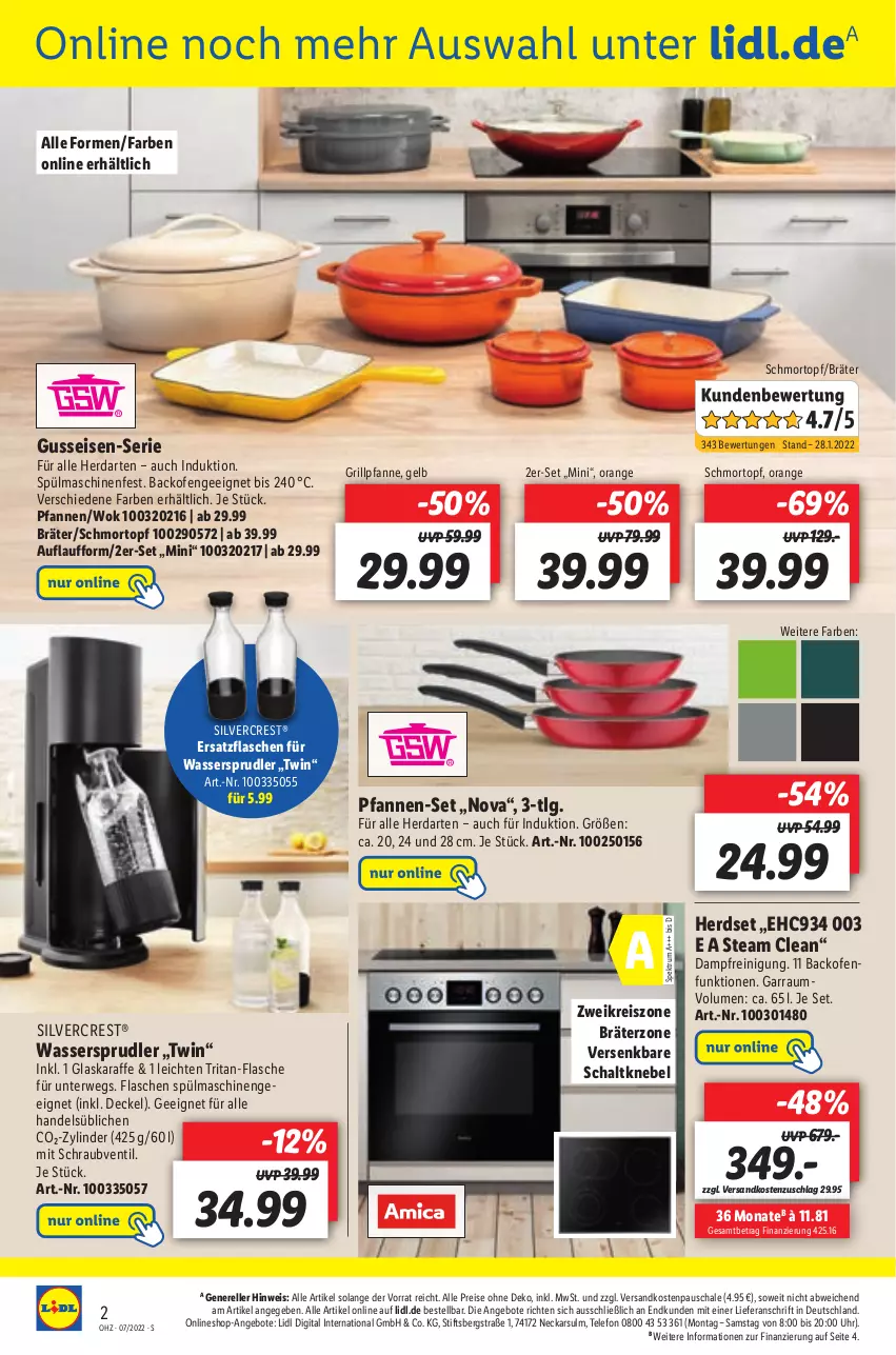 Aktueller Prospekt Lidl - Aktionsprospekt - von 14.02 bis 19.02.2022 - strona 48 - produkty: angebot, angebote, backofen, decke, Deckel, eis, elle, flasche, garraum, glaskaraffe, grill, Grillpfanne, herdarten, herdset, Karaffe, LG, ndk, Ofen, orange, pfanne, pfannen, pfannen-set, Reinigung, reis, rel, rum, rwe, Schal, Schale, silvercrest, Spektrum, spülmaschinen, telefon, Ti, topf, uhr, wasser, wassersprudler, wok