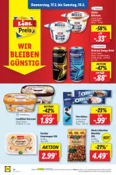 Gazetka promocyjna Lidl - Aktionsprospekt - Gazetka - ważna od 19.02 do 19.02.2022 - strona 34 - produkty: alesto, creme, drink, eis, eiscreme, elle, energy drink, keks, kekse, landliebe, landliebe eiscreme, mandel, mandeln, milch, milchreis, Müller, ndk, oreo, preisvorteil, reis, Rockstar, Schal, Schale, Sondey, teller, Ti