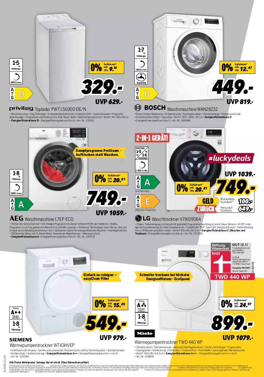 Aktueller Prospekt Medimax - MEDIMAX Prospekt KW24 2022 - von 10.06 bis 16.06.2022 - strona 4 - produkty: abholpreise, akku, aqua, aquastop, auto, Behälter, De'Longhi, dekoration, Dyson, eier, eis, elle, ente, Finish, gefu, Intel, kaffee, kaffeevollautomat, kaffeevollautomaten, Kinder, kraft, ladegerät, mab, Protex, Reinigung, reis, rosen, rum, spee, Spektrum, Spezi, staubsauger, Ti, tisch, tomate, tomaten, Toplader, Trockner, trommel, vollautomaten, wärmepumpentrockner, Waschen und Trocknen, waschmaschine, waschtrockner, wasser, wolle, ZTE