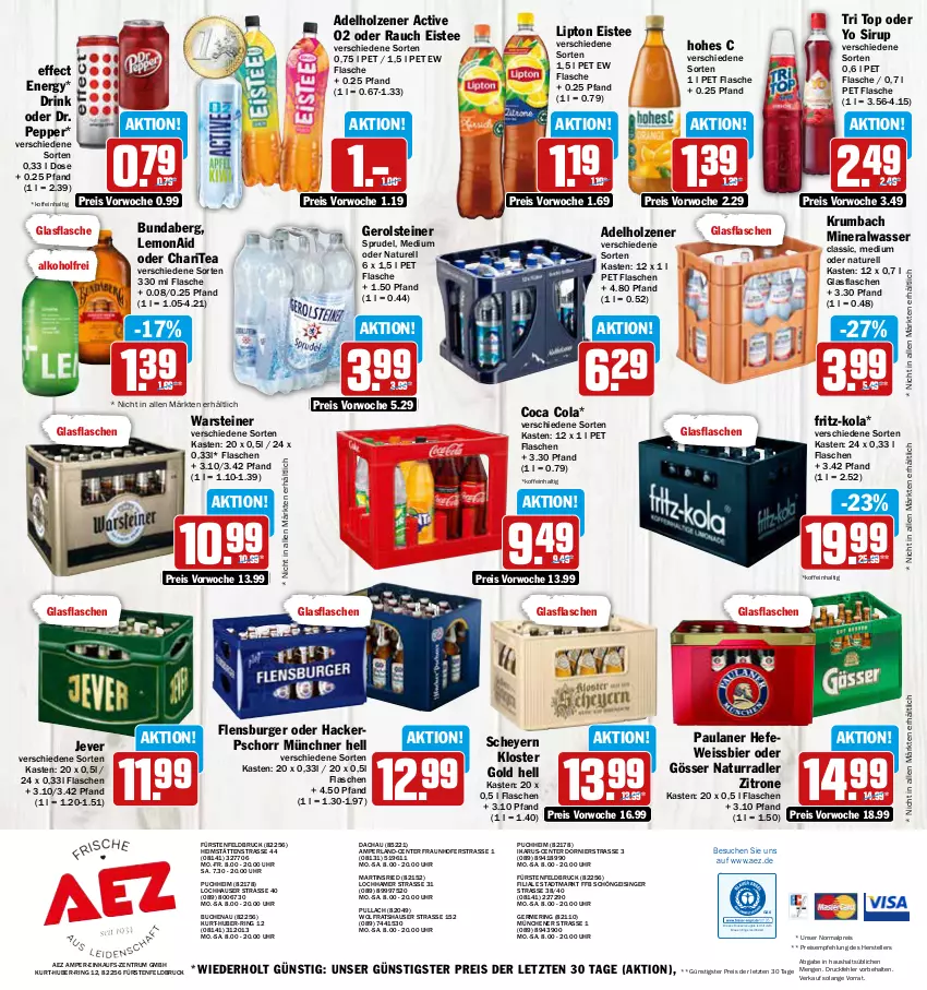 Aktueller Prospekt Aez - Prospekte - von 31.07 bis 05.08.2023 - strona 16 - produkty: adelholzener, AEZ, alkohol, Alwa, bier, buch, Bundaberg, burger, cola, drink, drucker, Effect, eis, eistee, elle, Engel, ente, fisch, flasche, flensburger, fritz, fritz-kola, Germ, gerolsteine, gerolsteiner, glasflasche, gösser, Hefe, Hohes C, Holz, jever, kerze, krumbach, lipton, mineralwasser, Mineralwasser Classic, natur, Paula, paulaner, perla, radler, Rauch, reis, rel, ring, rum, sirup, Sprudel, steiner, tee, teller, Ti, uhr, warsteiner, wasser, weissbier, Yo, zitrone, ZTE