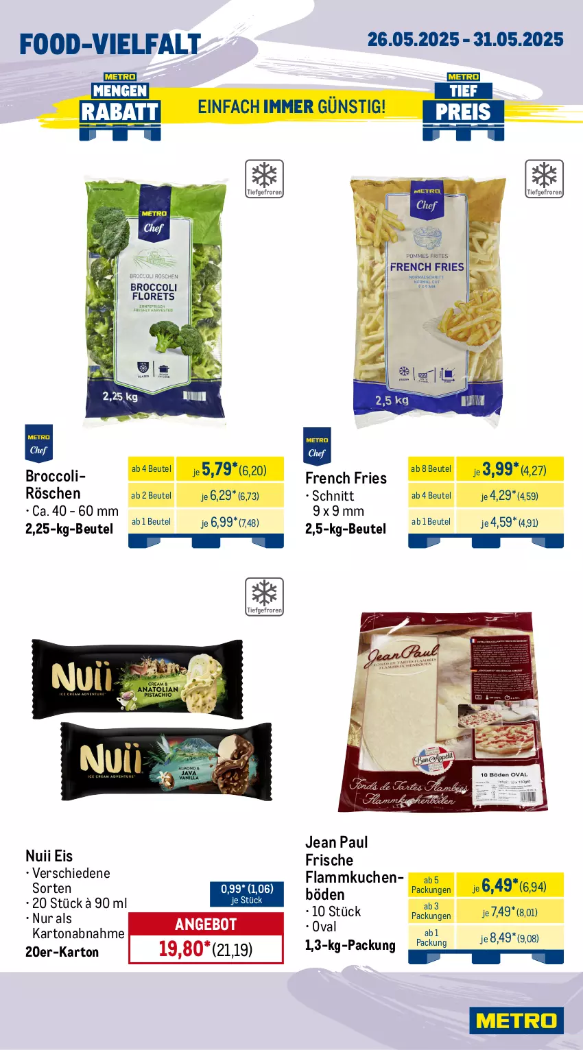 Aktueller Prospekt Metro - Wochen-Angebote Gastro - von 26.05 bis 31.05.2025 - strona 11 - produkty: angebot, beutel, broccoli, brot, edamer, eis, flammkuchen, gouda, hinterkochschinken, kochschinken, kuchen, lamm, mac, milch, milram, nuii, reis, salsiccia, schinken, Ti, tiefpreis