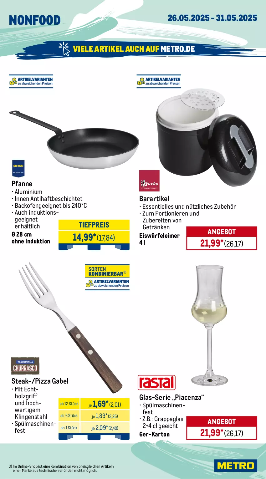 Aktueller Prospekt Metro - Wochen-Angebote Gastro - von 26.05 bis 31.05.2025 - strona 18 - produkty: angebot, backofen, eimer, eis, eiswürfel, elle, gabel, getränk, getränke, grappa, Holz, leimer, Metro, Ofen, pfanne, pizza, reis, spülmaschinen, steak, Ti, tiefpreis, würfel