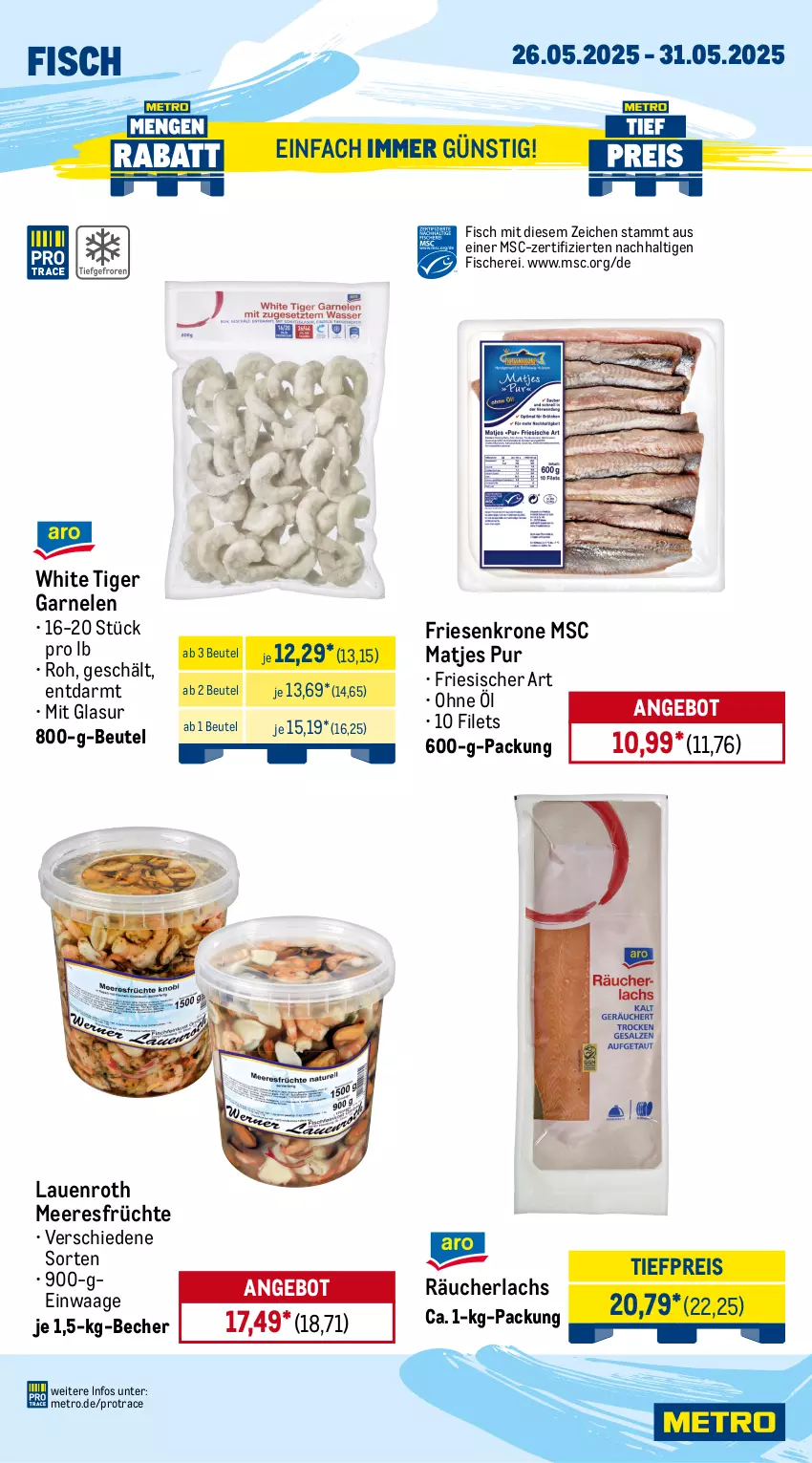 Aktueller Prospekt Metro - Wochen-Angebote Gastro - von 26.05 bis 31.05.2025 - strona 6 - produkty: angebot, avocado, Becher, beere, beeren, beutel, champignon, champignons, eis, erdbeere, erdbeeren, filet, filets, fisch, fische, Fischer, früchte, garnelen, krone, lachs, matjes, meeresfrüchte, melone, melonen, Metro, obst, Räucherlachs, reis, Schere, Ti, tiefpreis, Waage, wasser, wassermelone, wassermelonen