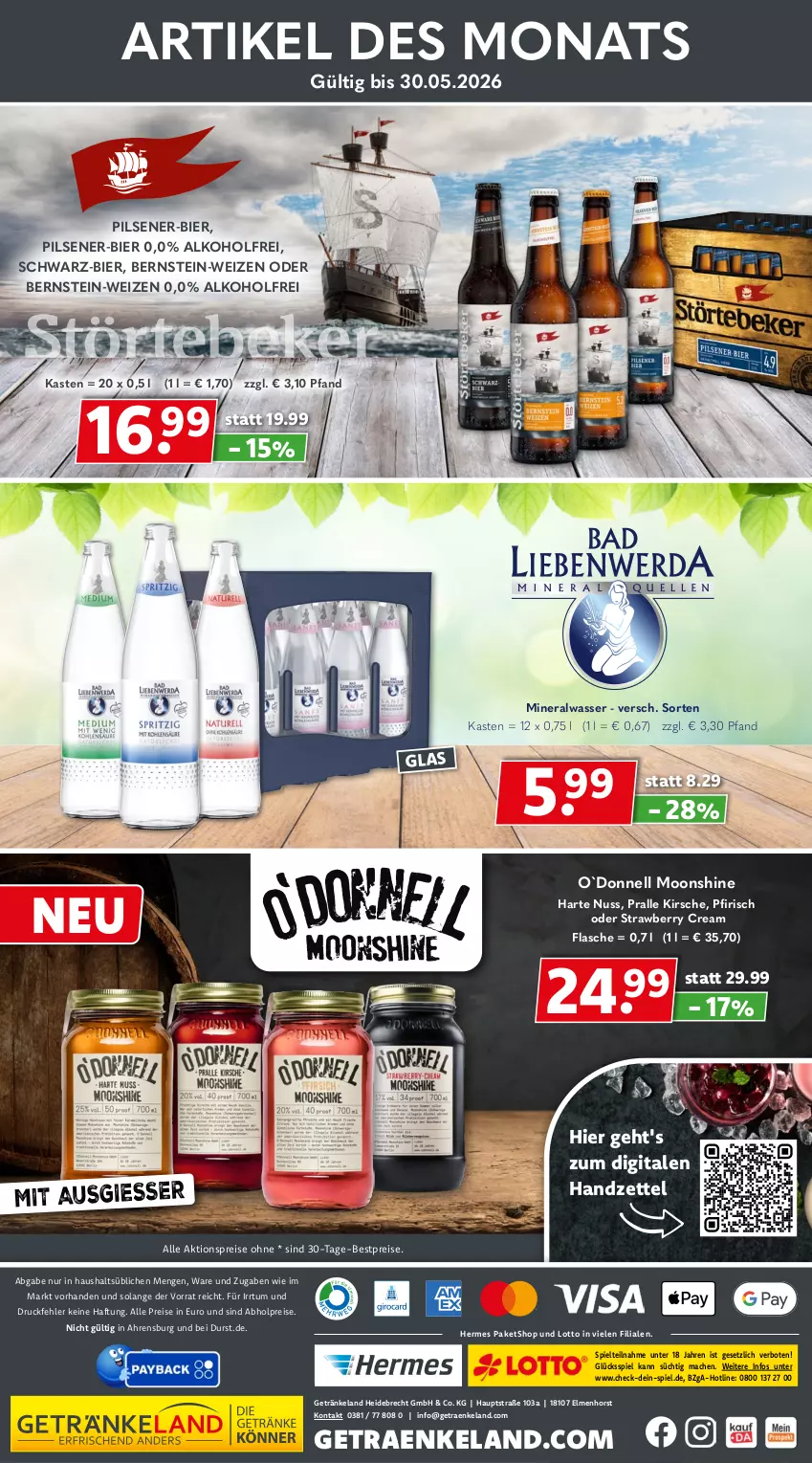 Aktueller Prospekt Getraenkeland - von 10.05 bis 22.05.2026 - strona 10 - produkty: abholpreise, aktionspreis, alkohol, Alwa, bestpreis, bestpreise, bier, eis, Elan, flasche, getränk, getränke, kirsch, kirsche, mac, mineralwasser, nuss, pils, pilsener, reis, Ti, wasser