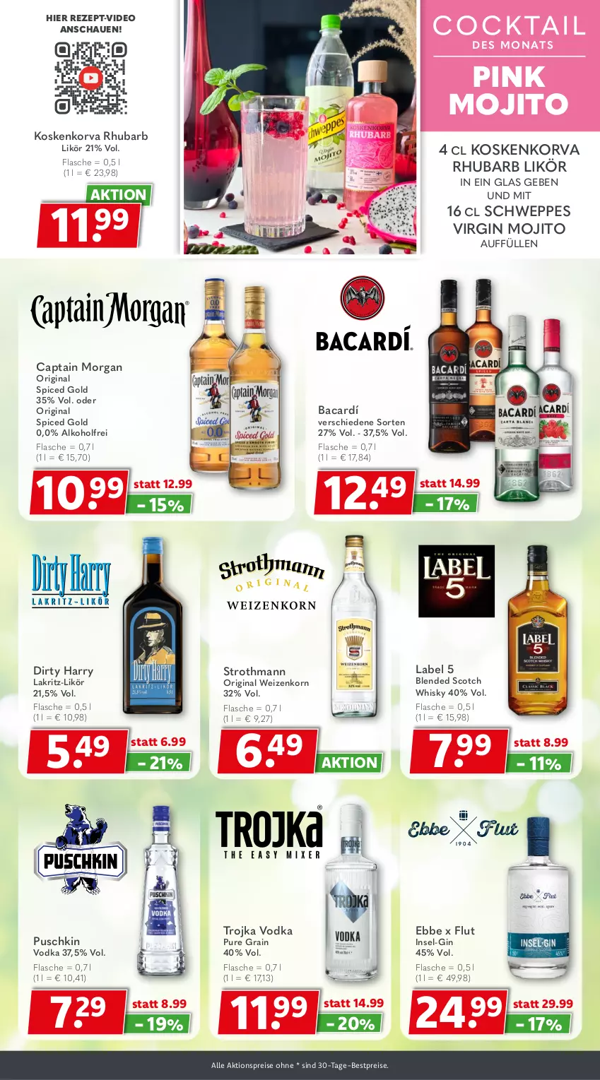Aktueller Prospekt Getraenkeland - von 10.05 bis 22.05.2026 - strona 7 - produkty: aktionspreis, alkohol, bestpreis, bestpreise, blended scotch, blended scotch whisky, Cap, captain morgan, deo, eis, flasche, gin, korn, Lakritz, likör, mojito, original spiced gold, reis, rezept, schweppes, scotch, scotch whisky, Ti, vodka, weizenkorn, whisky