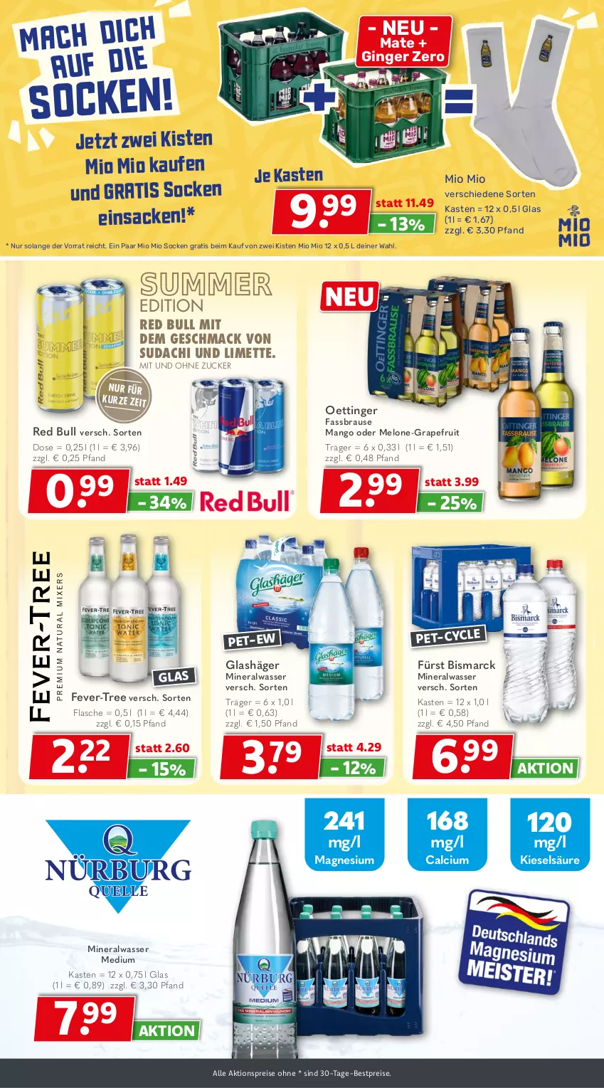 Aktueller Prospekt Getraenkeland - von 10.05 bis 22.05.2026 - strona 9 - produkty: aktionspreis, Alwa, bestpreis, bestpreise, bismarck, brause, Calcium, eis, fassbrause, fever-tree, flasche, gin, ginger, grapefruit, limette, mac, magnesium, mango, melone, Mett, mineralwasser, Mineralwasser Medium, Mio Mio, oettinger, red bull, reis, sac, socken, Ti, wasser, zucker