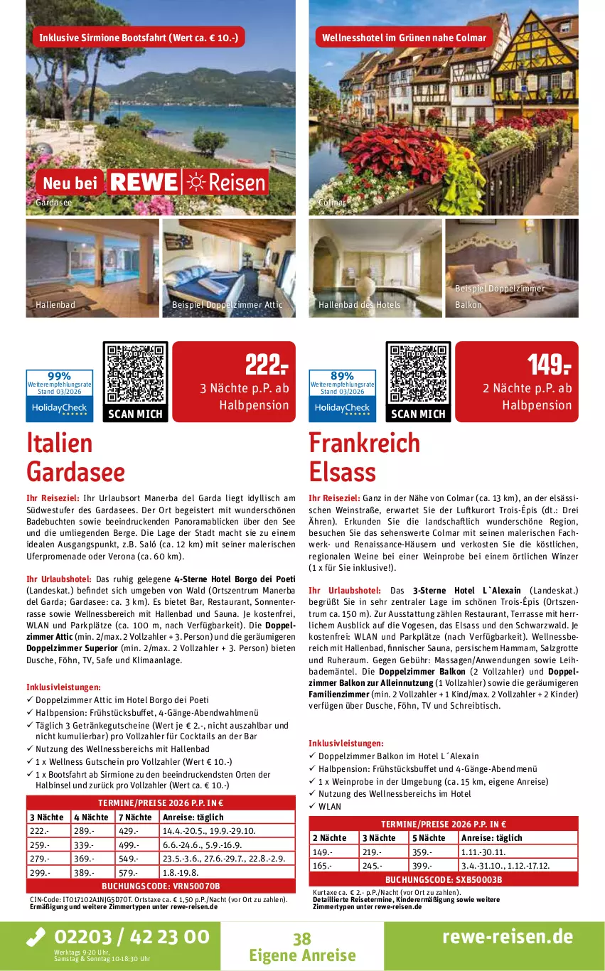 Aktueller Prospekt Rewe Reisen - Reiseprospekt - von 27.03 bis 24.04.2026 - strona 38 - produkty: alexa, axe, Bad, bademäntel, buch, cin, cocktail, cocktails, dusche, eis, ente, getränk, getränke, gutschein, gutscheine, inklusivleistungen, italien gardasee, Kinder, kurtaxe, Liege, mab, mac, mam, rama, reis, rum, salz, schreibtisch, südwest, Ti, tisch, uhr, usb, wein, weine, wellnessbereich