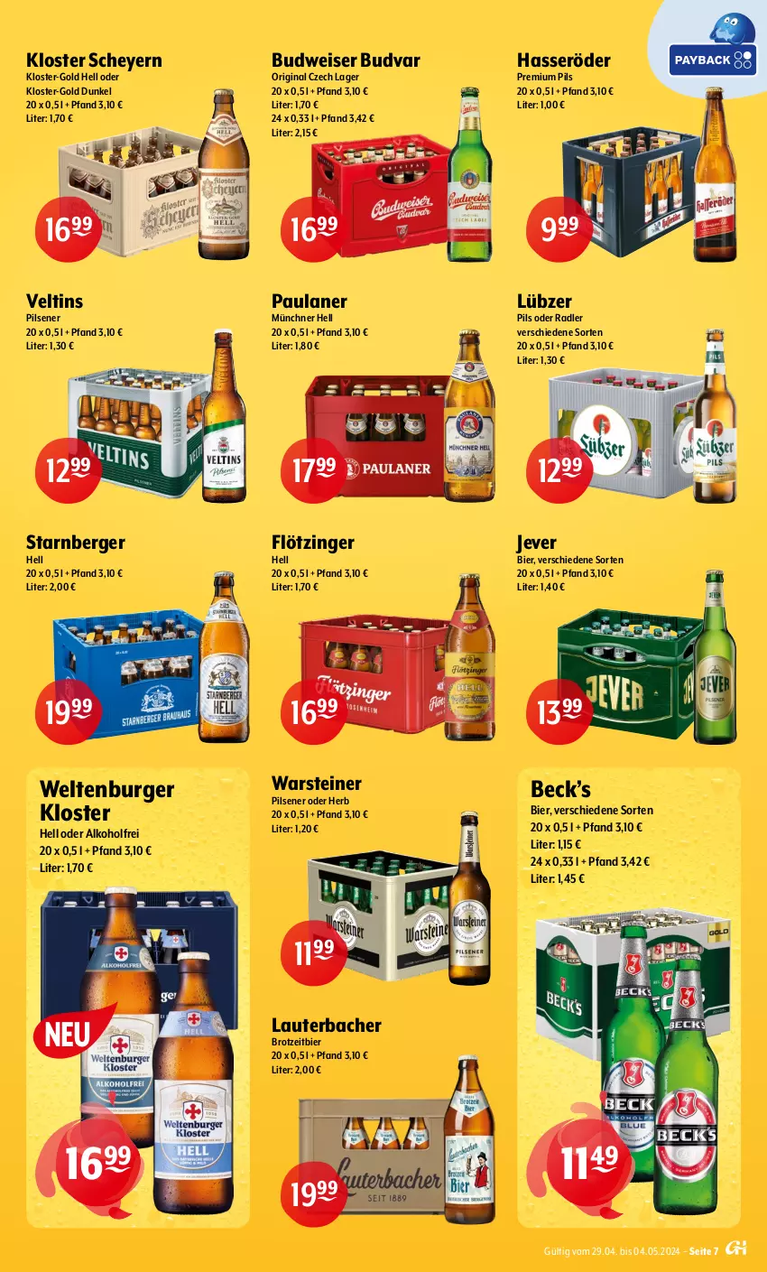 Aktueller Prospekt Getraenke Hoffmann - Prospekte - von 29.04 bis 04.05.2024 - strona 7 - produkty: alkohol, Berger, bier, brot, budweiser, burger, eis, gin, hasseröder, jever, Lübzer, oder radler, Paula, paulaner, pils, pilsener, premium pils, radler, steiner, Ti, veltins, veltins pilsener, warsteiner