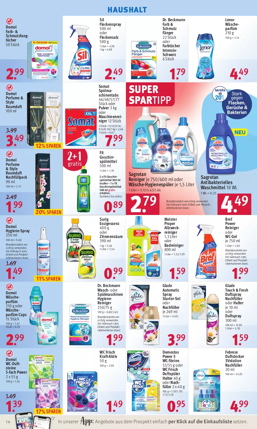 Aktueller Prospekt Rossmann - Prospekte - von 10.01 bis 14.01.2022 - strona 14 - produkty: allzweckreiniger, angebot, angebote, auto, Bad, bio, biozidprodukte, Bref, bref power, Cap, domestos, Domol, Dr. Beckmann, Duftspray, eis, elle, essig, Fangtücher, febreze, geschirr, geschirrspülmittel, Glade, hygienespüler, kraft, lenor, maschinenreiniger, Meister, meister proper, Rauch, Raumduft, reiniger, rwe, sagrotan, salz, somat, spartipp, spülmaschinen, spülmaschinentabs, spülmittel, Ti, Tiere, tücher, wäscheparfüm, waschmittel, wc frisch, wc-gel, WC-Steine, weck, zitrone, zitronen