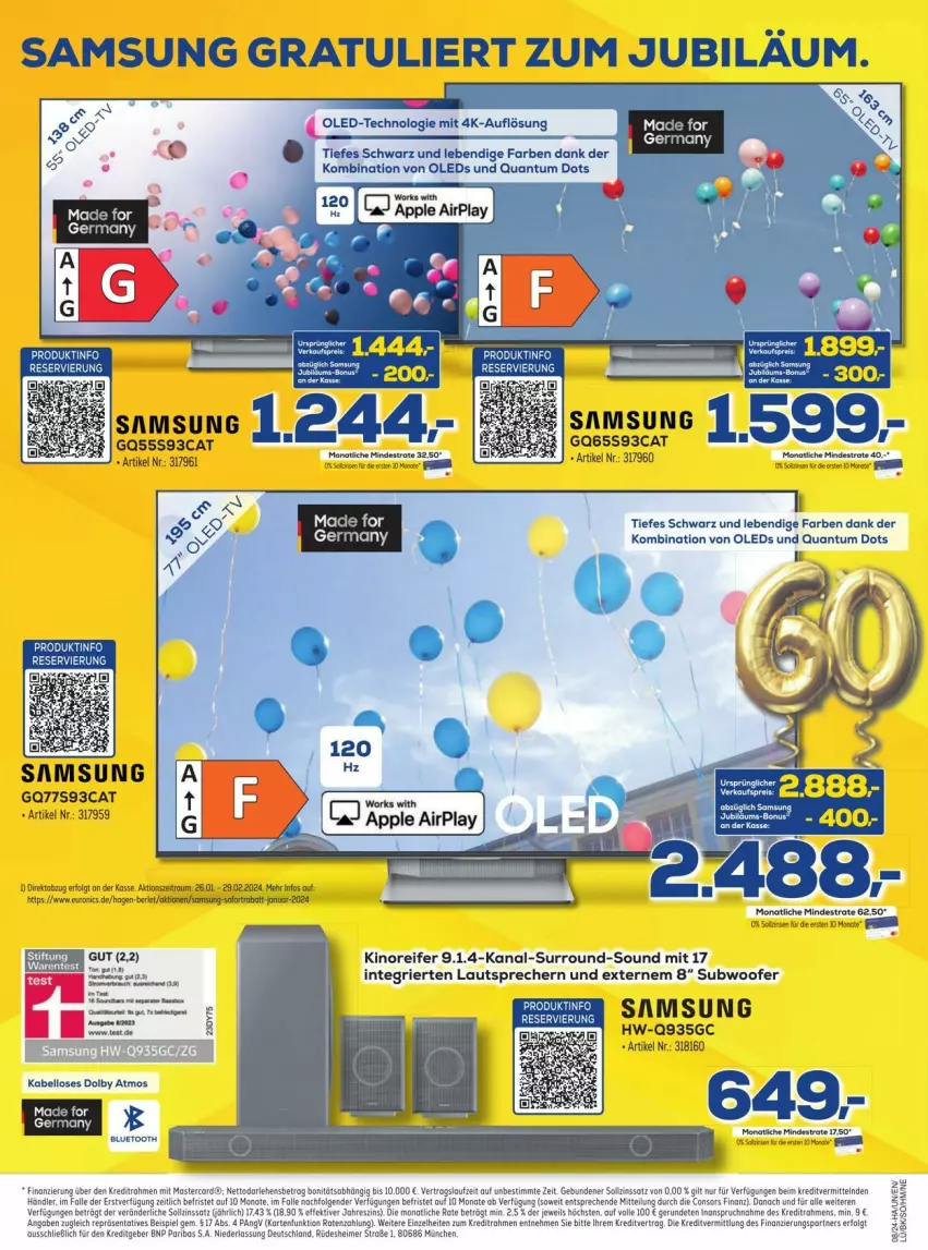 Aktueller Prospekt Euronics - Prospekte - von 20.02 bis 24.02.2024 - strona 3 - produkty: bett, eimer, eis, Germ, korn, lautsprecher, leds, LG, mastercard, Samsung, Sport, Subwoofer, Ti