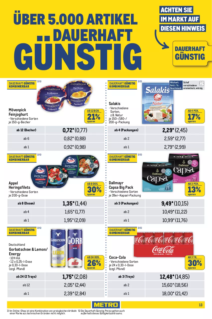 Aktueller Prospekt Metro - Food-NonFood - von 22.08 bis 04.09.2024 - strona 13 - produkty: arla, auer, Becher, bio, brötchen, butter, buttermilch, Cap, coca-cola, cola, dallmayr, dallmayr capsa, Dany, drink, eis, feinjoghurt, fertiggericht, fertiggerichte, filet, filets, flammkuchen, flasche, frucht, Gorbatschow, hering, Herings, heringsfilets, je 250-g-packung, joghur, joghurt, kuchen, lamm, mac, milch, molkereiprodukte, mövenpick, Müller, natur, pizza, pudding, reis, ring, salakis, starbucks, Streichzart, Ti, tisch, weidemilch, weihenstephan, Yo, YouCook