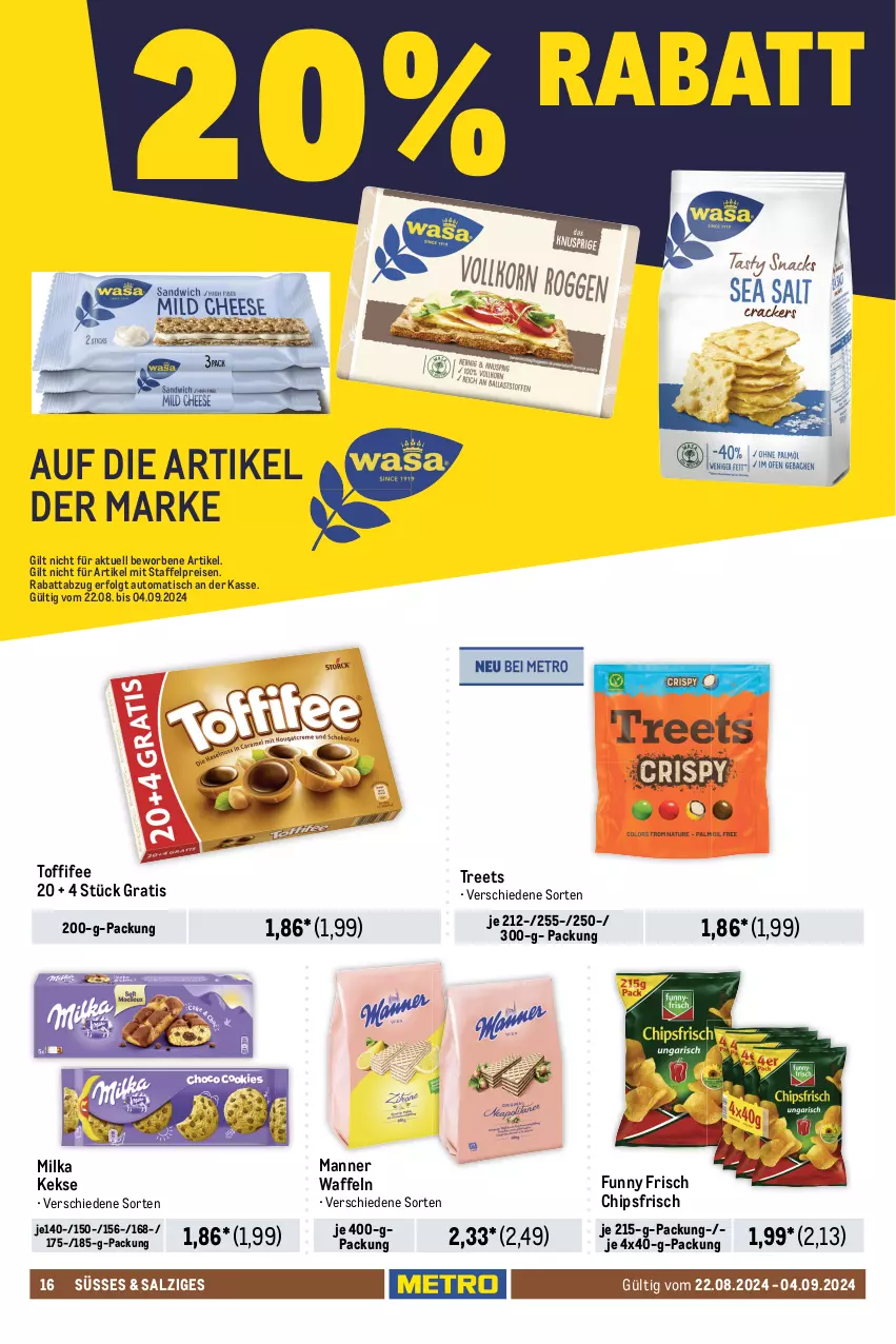 Aktueller Prospekt Metro - Food-NonFood - von 22.08 bis 04.09.2024 - strona 16 - produkty: alkohol, alkoholfreie getränke, auto, bier, chips, chipsfrisch, drink, drinks, eis, flasche, Funny Frisch, getränk, getränke, gösser, keks, kekse, LG, Manner, milka, monster, Monster Energy, natur, ohne alkohol, pils, radler, reis, salz, thomas henry, Ti, tisch, toffifee, veltins, waffeln