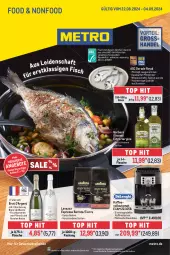 Gazetka promocyjna Metro - Food-NonFood - Gazetka - ważna od 04.09 do 04.09.2024 - strona 1 - produkty: aqua, auto, bohne, brut, chardonnay, de blancs, Dorade, dorade royal, eis, elle, espresso, fisch, flasche, frucht, gin, kaffee, kaffeevollautomat, lavazza, Metro, milch, olive, oliven, olivenöl, olivenöl extra, pfirsich, reis, teller, Ti