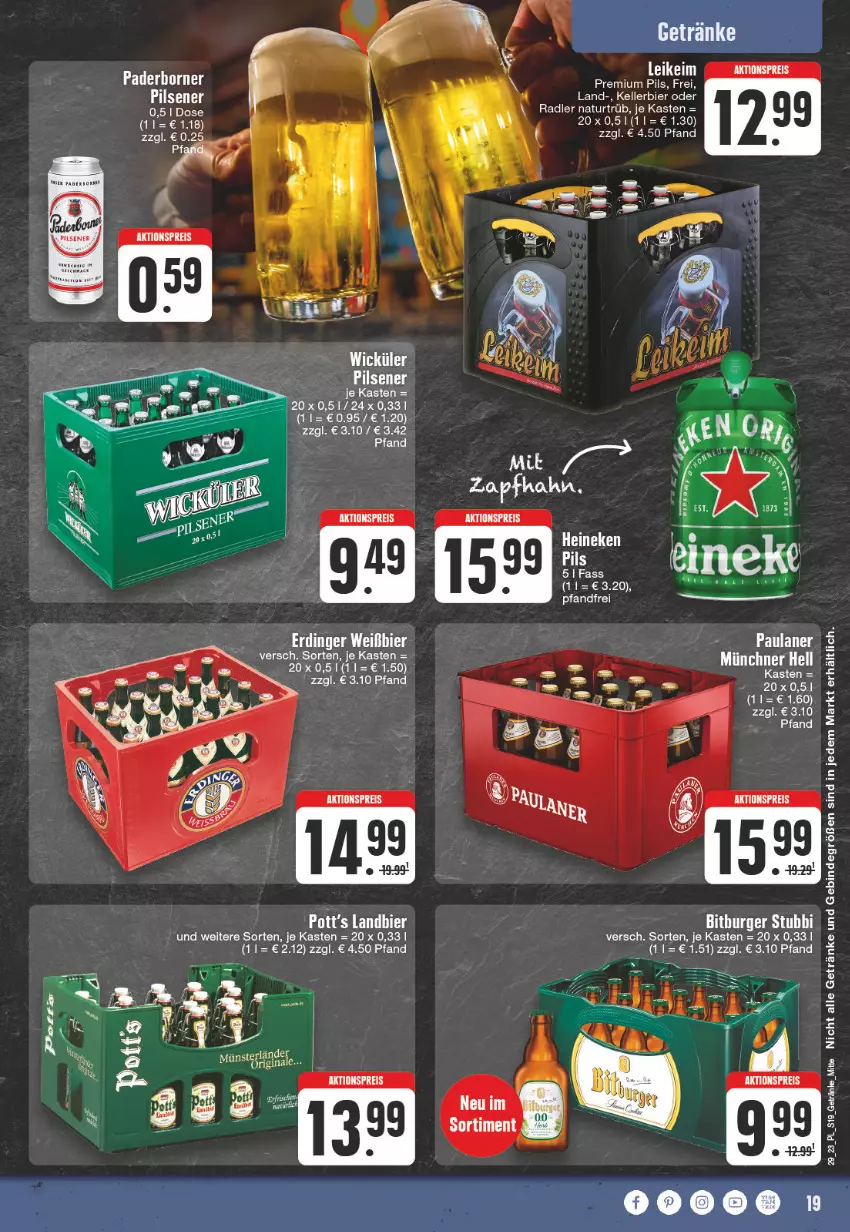 Aktueller Prospekt E Center - Angebote der Woche - von 17.07 bis 22.07.2023 - strona 19 - produkty: bier, bitburger, burger, elle, ente, getränk, getränke, kellerbier, LG, natur, oder radler, Paula, paulaner, pils, pilsener, premium pils, radler