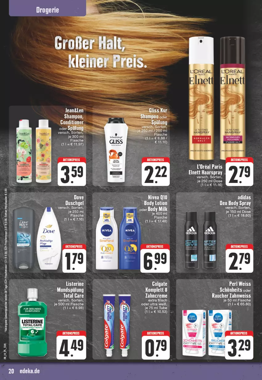 Aktueller Prospekt E Center - Angebote der Woche - von 17.07 bis 22.07.2023 - strona 20 - produkty: Adidas, aktionspreis, bürste, colgate, creme, deka, duschgel, eis, elle, flasche, fleisch, gliss, haarspray, LG, mundspülung, Rauch, reis, schwarzkop, schwarzkopf, shampoo, Softlan, spülung, Ti, usb, veet, weichspüler, zahncreme, ZTE