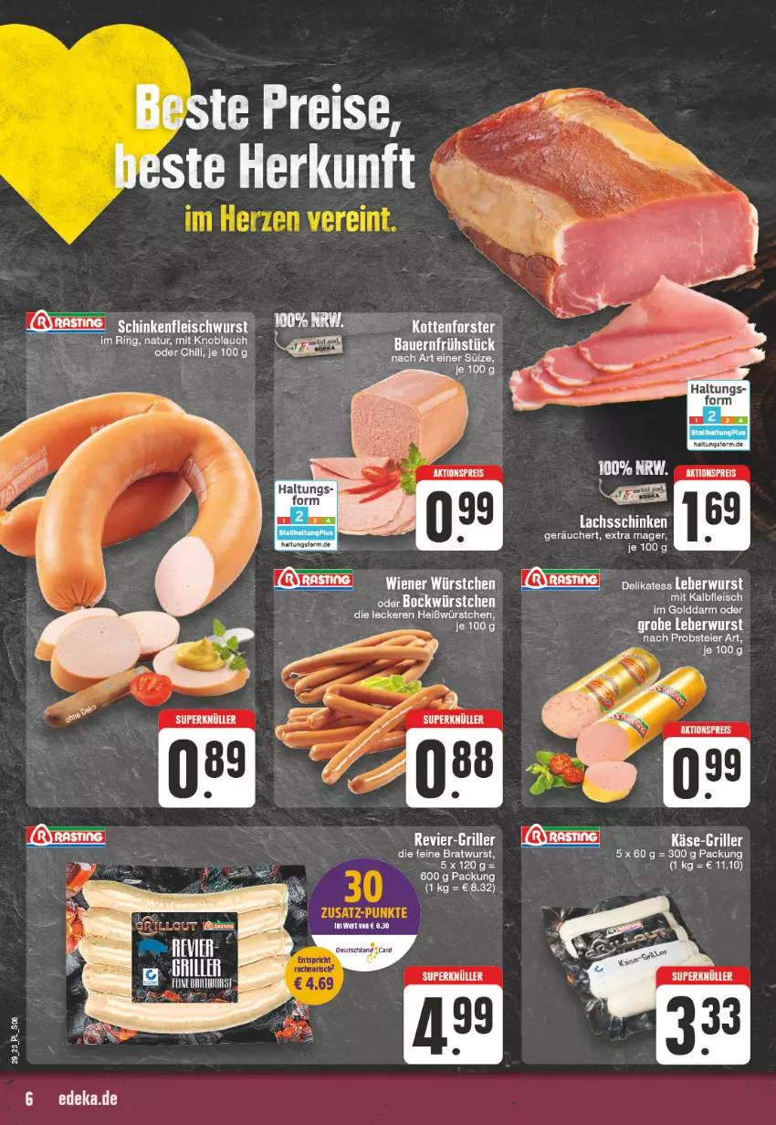 Aktueller Prospekt E Center - Angebote der Woche - von 17.07 bis 22.07.2023 - strona 6 - produkty: aktionspreis, chili, eier, eis, ente, fleisch, fleischwurst, grill, Käse, knoblauch, lachs, lachsschinken, mit knoblauch, natur, obst, reis, ring, schinken, schinkenfleischwurst, Ti, wurst, würstchen